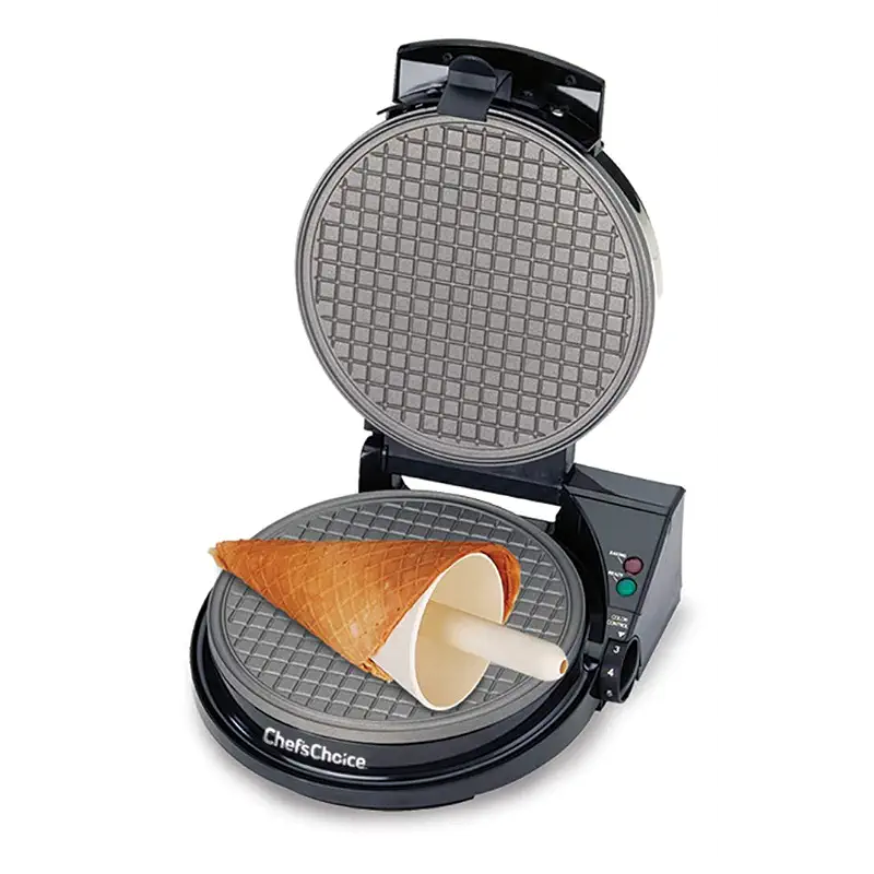 Chef'sChoice Ice Cream Cone Maker WaffleCone Express With Nonstick Heating Plates Instant Heat Recovery Creates Delicious Homemade Sugar and Waffle Cones Easy to Clean, 1050-Watts, Silver