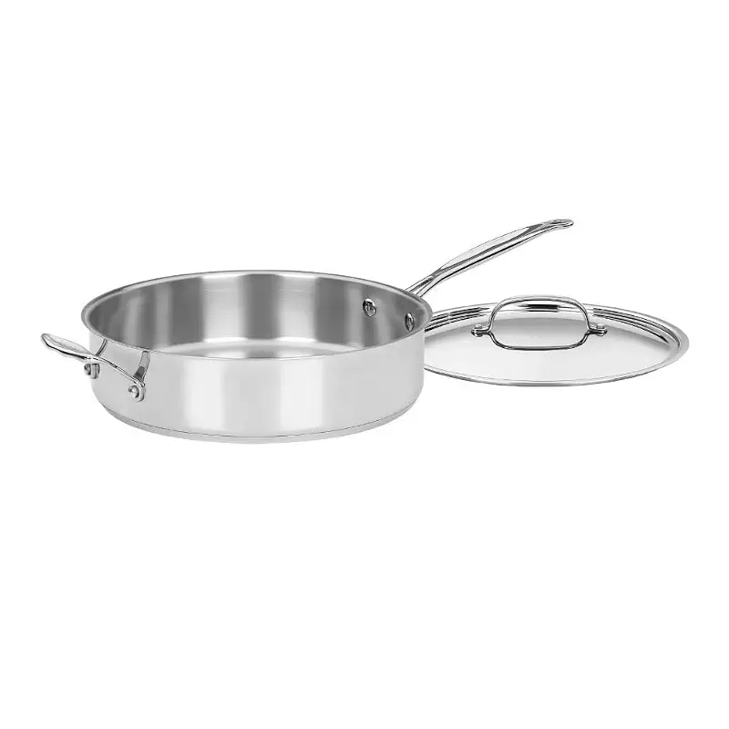 Cuisinart 5.5 Quart Sauté Pan w/ Cover, Stainless Steel Pan with Lid, Large Kitchen Pan, Dishwasher Safe, Compatible with Induction, Electric, Gas Cooktops, Oven Safe Saucepan, Cool Grip Handles | Stainless steel sauté pan with tight-fitting lid, induction/gas/electric compatible, oven & dishwasher safe, 733-30HP1