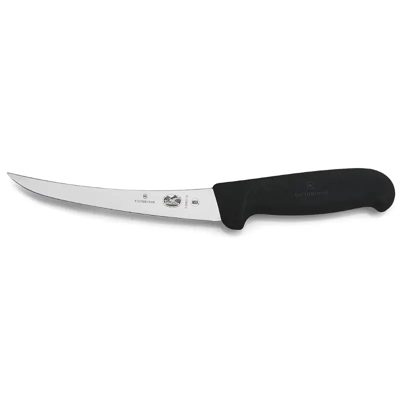 Victorinox Victorinox swiss army cutlery fibrox pro curved boning knife semistiff blade, 5.5 Pound, Black, 6" Boning, Silver/Black | Super sharp Flexible Stainless Steel Blade Non-Slip Handle dishwasher safe