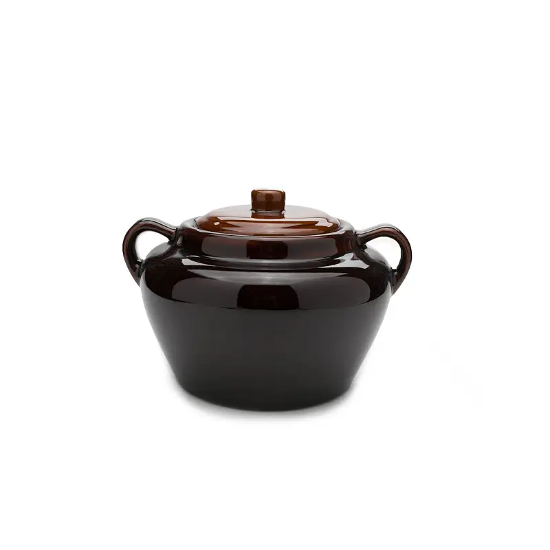 Fox Run 0350 Stoneware Bean Pot, 9.75", Brown | Bake & Serve Baked Beans, Stews, Chili & More | Scratch & Stain Resistant | Beautiful Earthenware | Large 3.5 Quart Capacity