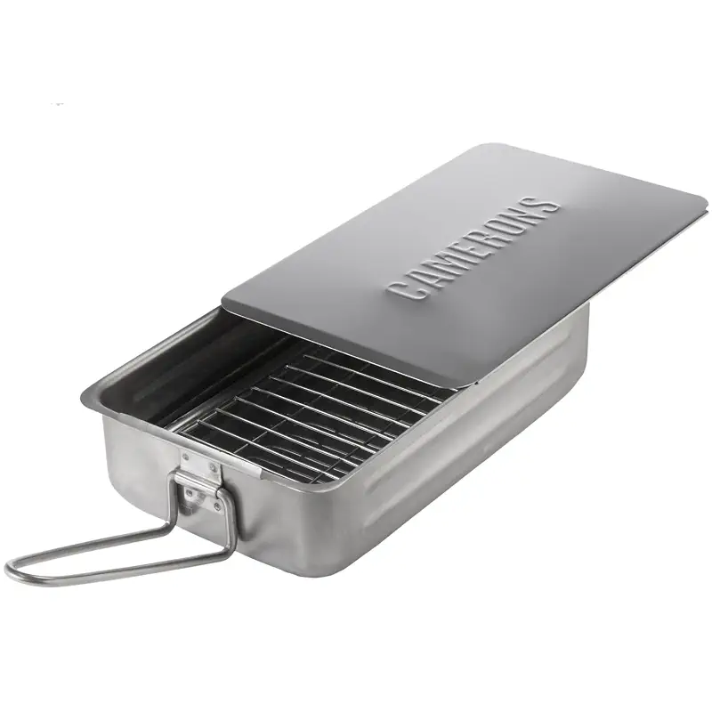 Stovetop Smoker - Gourmet Mini (7" x 11" x 3.5") Stainless Steel Smoker With Wood Chips - Works Over Any Heat Source, Indoor or Outdoor | Stainless Steel Barbecue Smoker Box Use Indoor Outdoor on Any Heat for Smoking Meat, Veggies & Seafood, Grilling Gift for Men