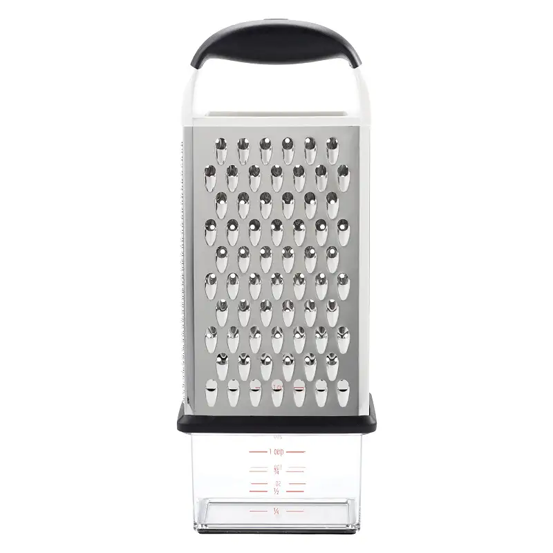 OXO Good Grips 4-Sided Box Grater for Cheese & Vegetables with Container | Stainless Steel Grating Surfaces, Non-Slip Handle, Detachable Container, Cheese, Vegetables, Zesting, Multi Purpose Grater