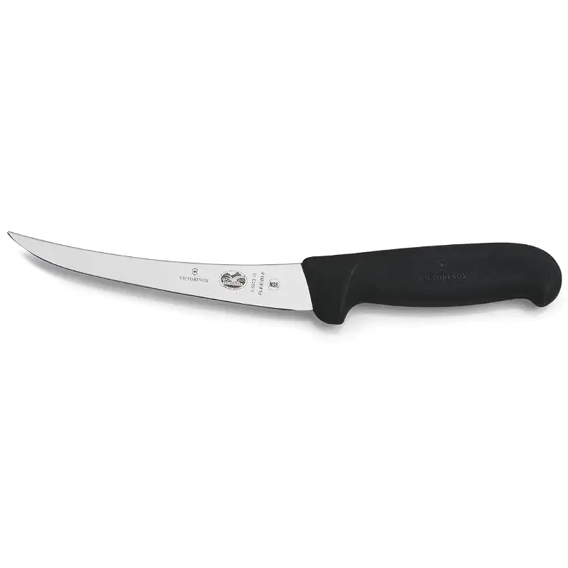 Victorinox Fibrox 6-In Curved Boning & Fillet Knife, Flexible Steel Blade | Ergonomic non-slip handle for meat and poultry, Swiss made precision tool, NSF approved professional grade kitchen cutlery