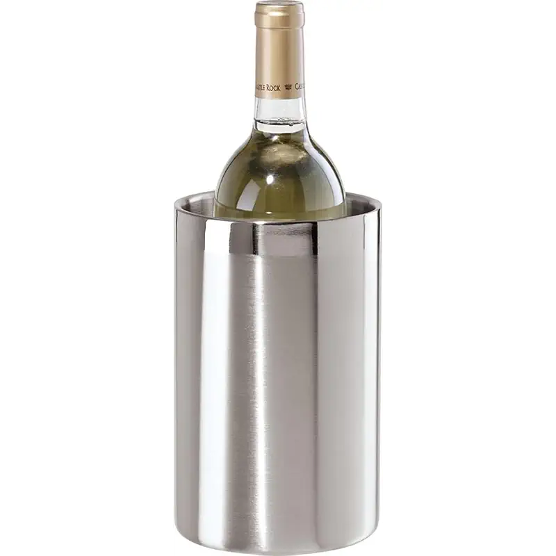 OGGI Stainless Steel Double Wall Wine Cooler - Insulated Tabletop Wine Chiller for White Wine & Champagne, Fits Most Standard Sized Bottles
