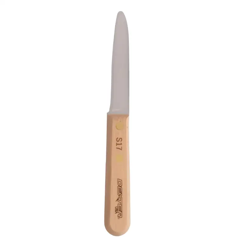 Dexter-Russell 3" Clam Shucking Knife | S17 | Carbon Steel Blade with Riveted Beechwood Handle | Made in USA | Traditional Clam Opener | High-carbon stainless steel clam knife with class wood handle. Made in USA for raw bars, restaurants, and home prep.