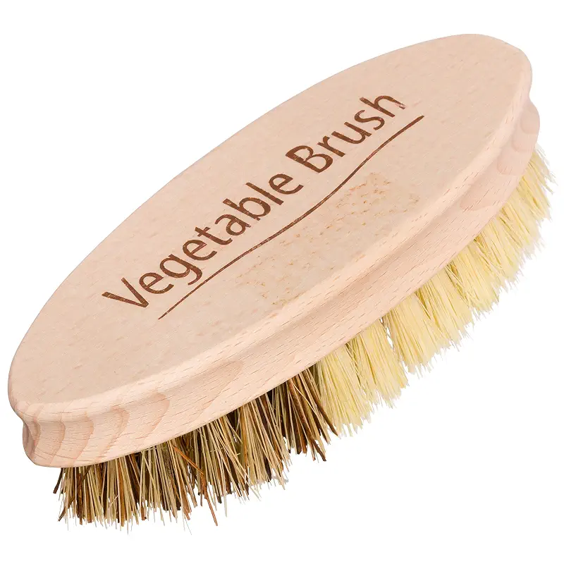 REDECKER Hard and Soft Side Vegetable Brush - Beechwood Handle - 2 Different Bristle Strengths for Cleaning Delicate or Tough-Skinned Vegetables, 5-1/4 inches - Vegetable Scrubber, Made in Germany