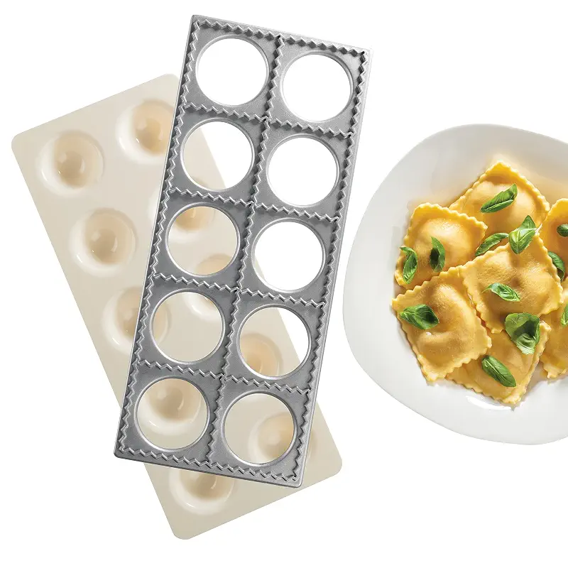 CucinaPro Ravioli Mold with XL 2.5 Inch Squares, Authentic Tray & Press | Make 10 Italian Raviolis at Once, Easy to Use Pasta Cutter Maker Kit, Durable Sturdy Construction Set, Cooking Tool Accessory