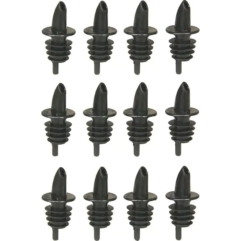 Tablecraft Free Flow Pourers, 2.5 x 1.25 Inch, 12 Count, Black