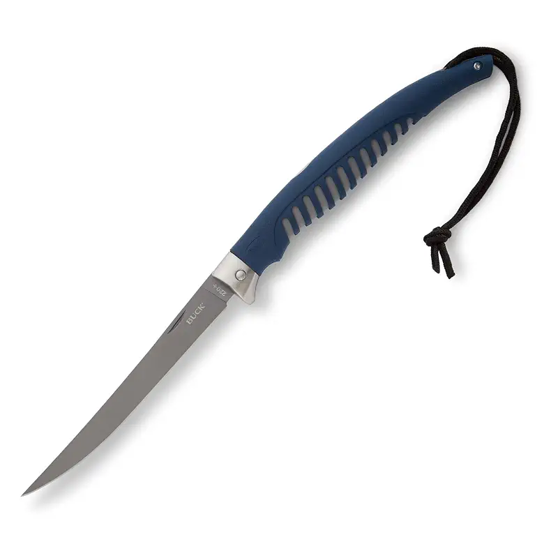 Buck Knives 220 Silver Creek Folding Fillet Knife, Fishing Gear, 6 oz | 6.5" Titanium Coated Flexible Blade, TPE Rubber Anti-Slip Grip, Portable Folding Fishing Knife for Saltwater & Freshwater