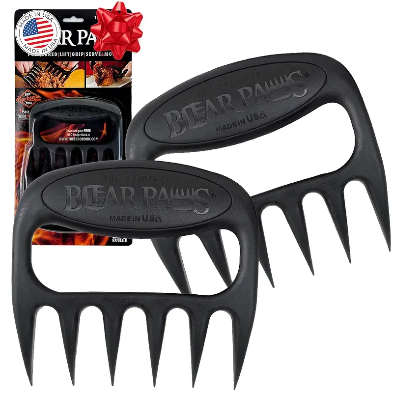 The Original Bear Paw Meat Shredder - Claws for Shredding Pork, Chicken & Any Meat (Black) | Shredder Claws for Pulled Pork, USA Made - Easily Lift, Shred, Pull and Serve Pork, Chicken, Brisket and Turkey