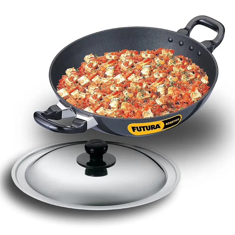 Hawkins Futura Nonstick Kadhai 2.5 L, 26 cm, 3.25 mm with SS lid (Black)