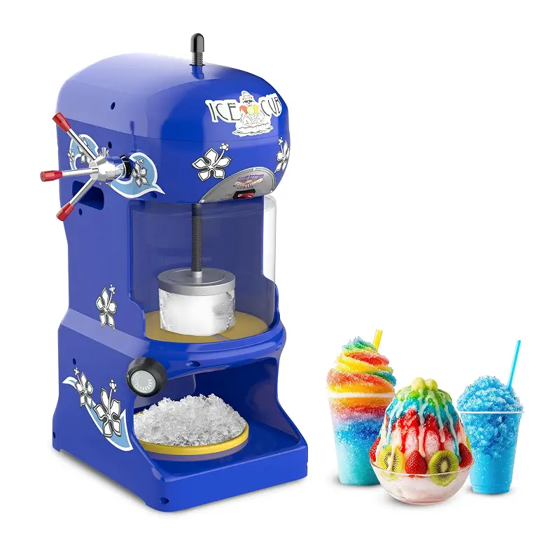 Great Northern Popcorn Company Premium Quality Ice Cub Shaved Ice Machine Commercial Ice Shaver, Blue, 1/3 hp, 6057 Ice Cub Shaver | Electric Ice Shaver and Snow Cone Machine with 1725RPM Stainless Steel Blades - Slushie Maker for Home, Bar, or Restaurant