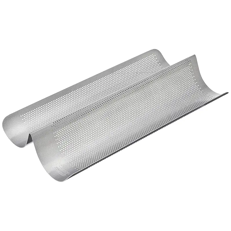 Chicago Metallic Commercial II Non-Stick Perforated French Bread Pan, Perfect for creating a crisp, golden-brown crust,