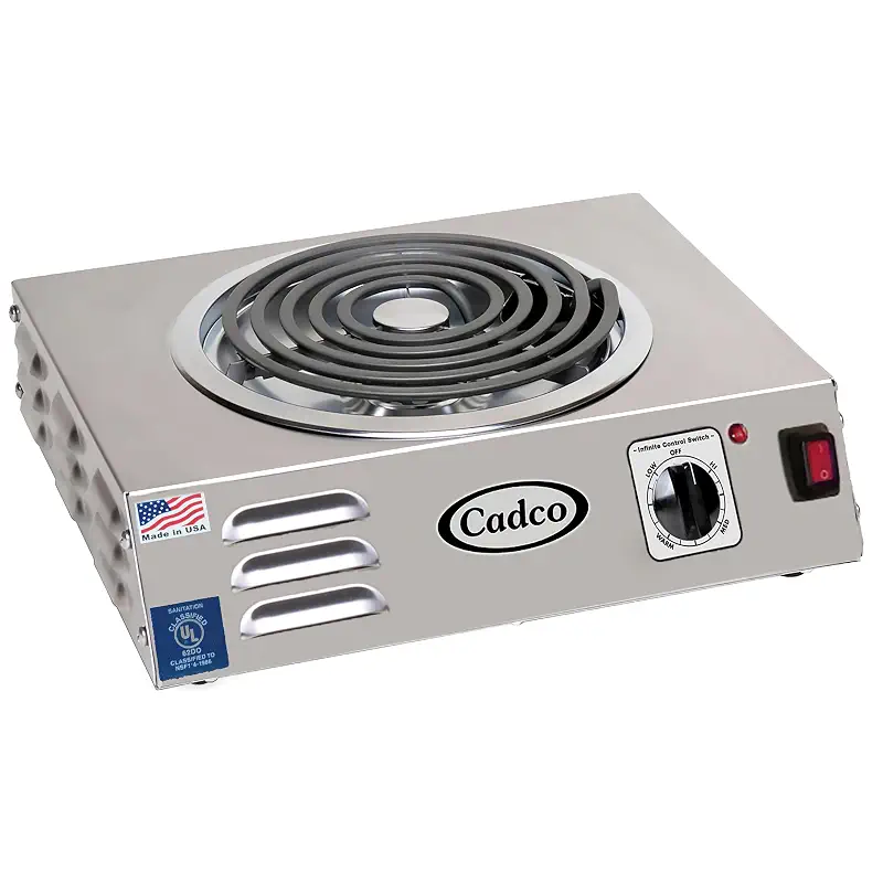 Cadco CSR-3T 14" Portable Electric Hot Plate, 1500W, 120V, Stainless Steel