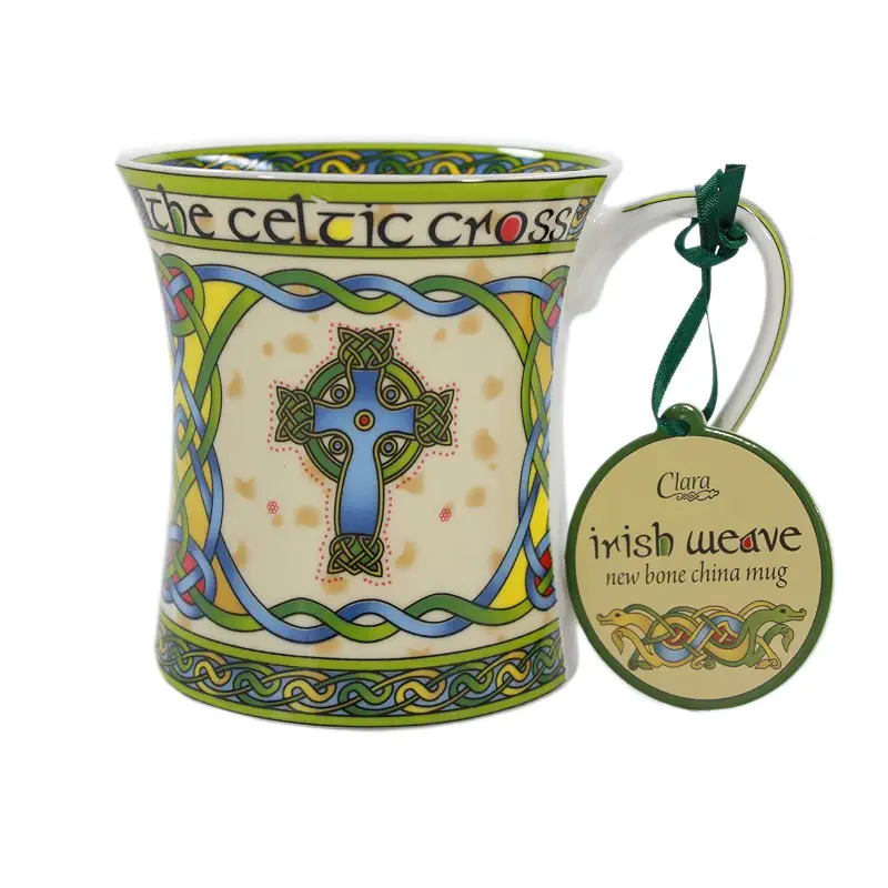 Royal Tara Irish Mug with Celtic Cross and Celtic Knots - New Bone China -325 ml/11 fl oz (Single)