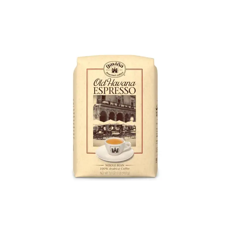 Gavina Old Havana Espresso Whole Bean Coffee, Medium-Dark Roast, 32 OZ Bag | Ideal for Espresso Machine, French Press & Drip Coffee Maker, 100% Arabica, Whole Bean for Fresh Grinding and Preferred Brew