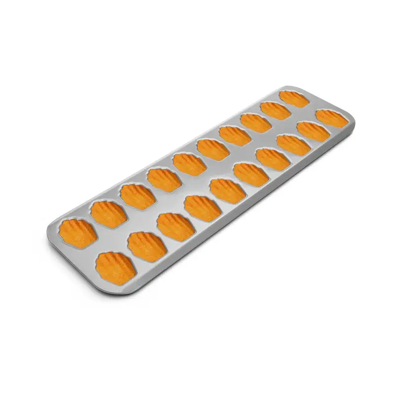 Fox Run Mini Madeleine Pan, 20-Cup, Non-Stick | Nonstick For Easy Release & Cleaning | Carbon Steel Pan Evenly Bakes | Makes 20 French Mini Madeleine Shell Cookies