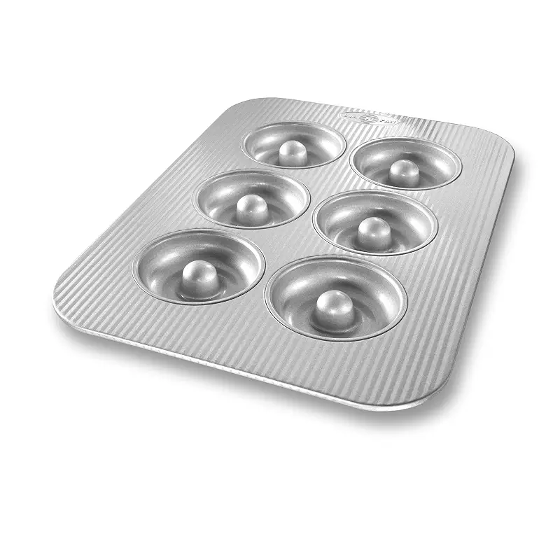 USA Pan Bakeware Aluminized Steel Donut Pan, 6-Well