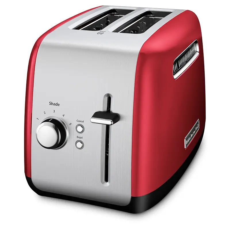 KitchenAid 2-Slice Toaster with Manual Lift Lever, KMT2115, Empire Red | Extra-wide Slots for Bagels and Thick Breads, Adjustable Shade Control, Removable Crumb Tray, Metal Exterior for Durability