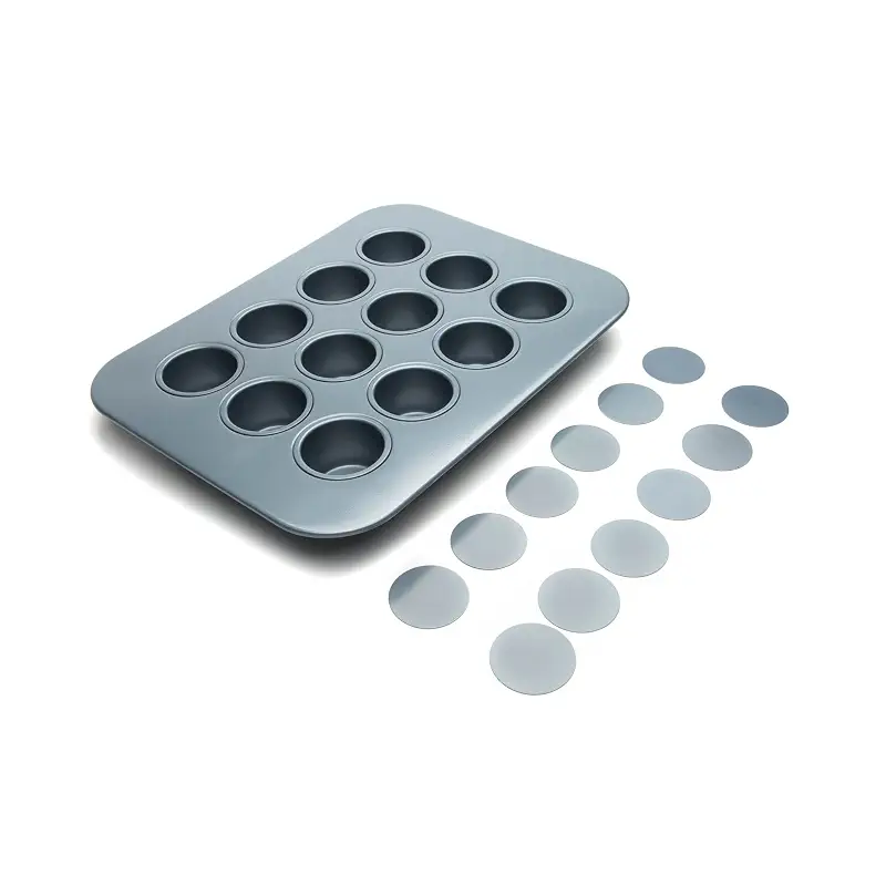 Fox Run Mini Cheesecake Pan with Removable Bottoms, Non-Stick, 10.5 x 14 x 1.5 inches | Removable Bottoms & Nonstick For Easy Release | Makes 12 Mini Cheesecakes | Carbon Steel Small Cheesecake Baking Pan