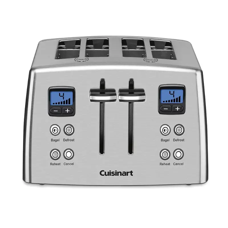 Cuisinart 4 Slice Countdown Motorized Toaster, Compact Design with Extra-Wide Slots for Toasting, Defrost & Reheat Functions, CPT-435P1, Stainless Steel