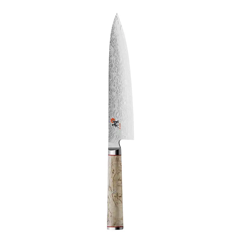 Miyabi Birchwood SG2 Japanese Chef's Knife, 8-inch, Chef's Kitchen Knife, Karelian Birch Handle, 100-layer flower Damascus pattern, Handcrafted in Seki, Japan