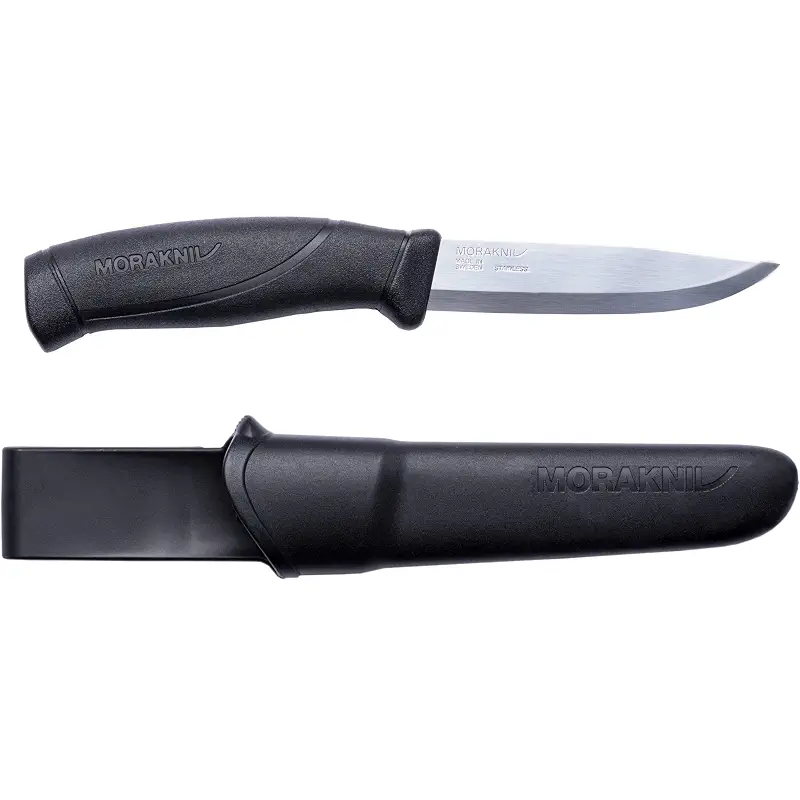 Morakniv Companion Stainless Steel Fixed-Blade Knife with Sheath, 4.1 Inch,Black | Swedish stainless steel 12C27