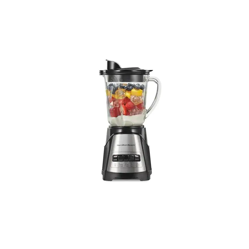 Hamilton Beach Power Elite Blender For Smoothies With Wave Action System | 40 oz. Glass Jar | 12 Functions Including Puree, Crush Ice | 700 Watts | Black | 58148AG