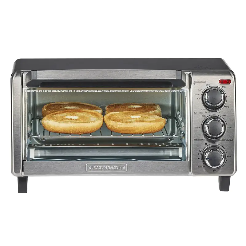 BLACK+DECKER TO1313SBD Toaster Oven, 15.47 Inch, Silver | Compact convection oven fits a 9-inch pizza with timer, stay-on function and removable crumb tray.