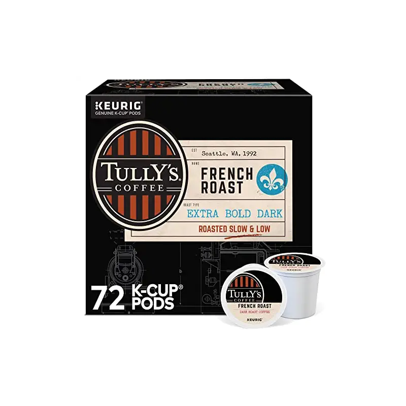 Tully's Coffee French Roast Keurig Single-Serve K-Cup Pods, Dark Roast Coffee, 72 Count