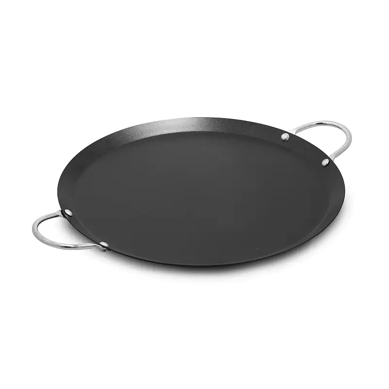 IMUSA 13.5in Carbon Steel Nonstick Round Comal with Metal Handles, Black | Chrome Riveted Handles, Great for Tortillas, Essential Kitchen Tool