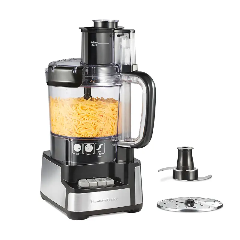 Hamilton Beach 12 Cup Stack & Snap Food Processor and Vegetable Chopper | BPA Free | Stainless Steel Blades | 2-Speed 450 Watt Motor |Easy Stacking Assembly | Black | 70725A