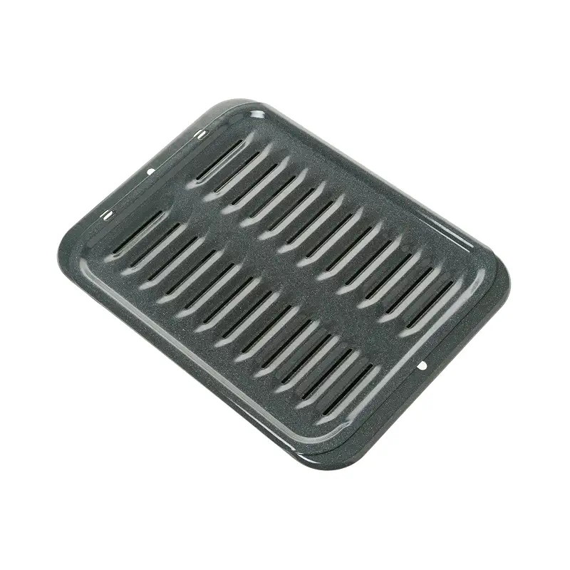 Universal Broiler Pan with Rack for Oven, Non-Stick Pan, 2 Piece Black Porcelain Coated Carbon Steel Roasting Pan, Dishwasher Safe, WB48X10056, Genuine GE Appliances Manufactured OEM Part