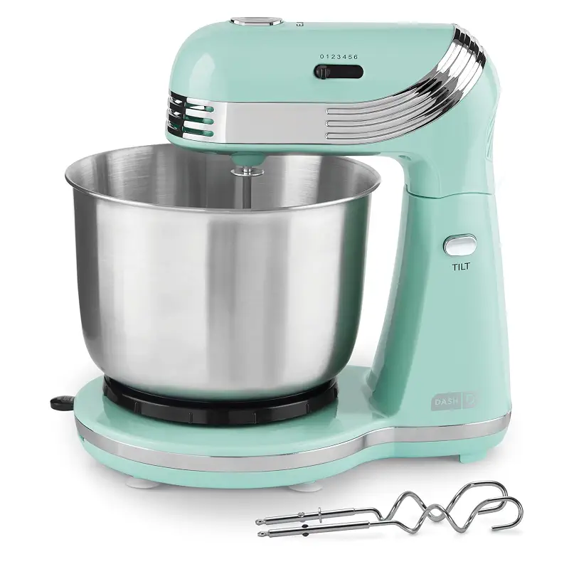 Dash Everyday Stand Mixer - Compact Tilt-Head Stand Mixer for Everyday Recipes - 6-Speed Power with Stainless Steel Bowl - Aqua, 3-Quart