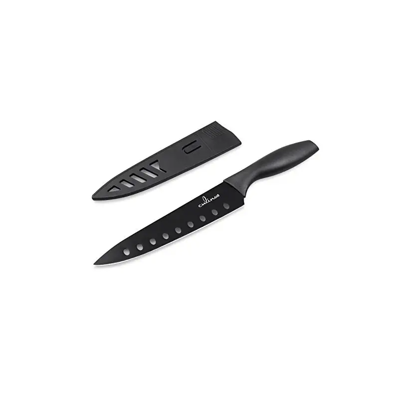 Culina® 8-Inch Nonstick Carbon Steel Sushi Knife with Sheath, Black