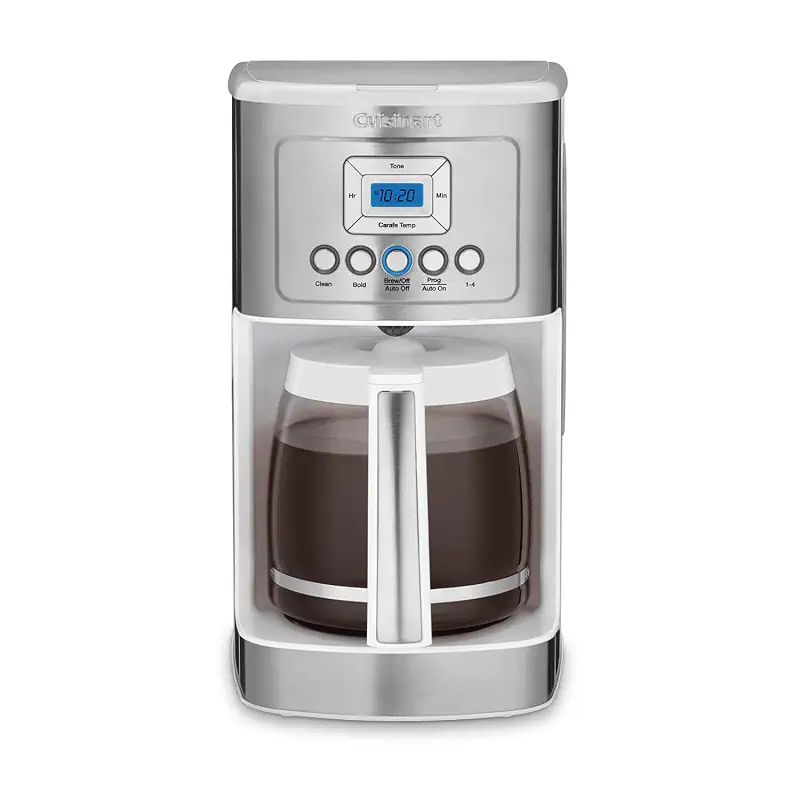 Cuisinart 14-Cup Coffee Maker, Programmable PerfecTemp Glass Carafe Coffee Machine with 1-4 Cup Setting, Brew Strength Control and Brew Pause, Stainless Steel, DCC-3200WNAS, White