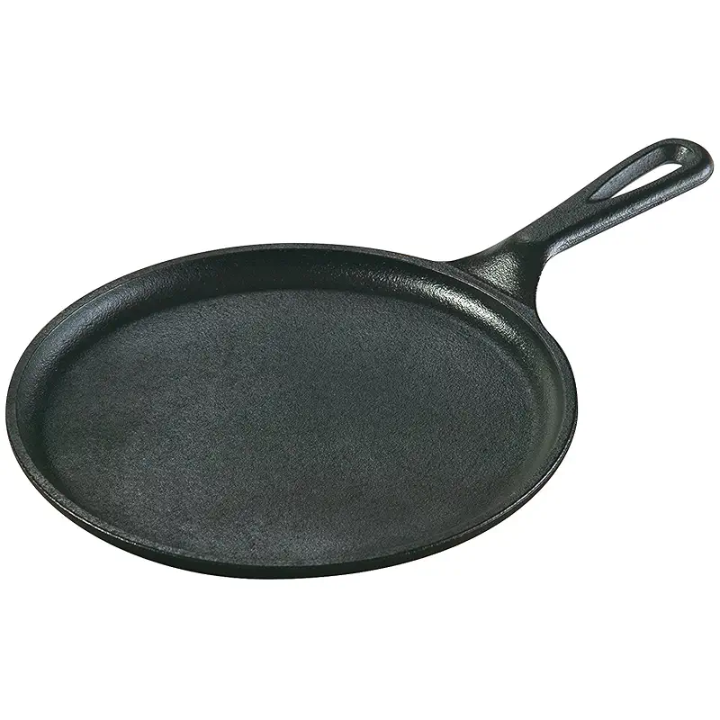 Lodge Pre-Seasoned Cast Iron Round Griddle, 8 Inches | Round Cast Iron Griddle for Pancakes, Tortillas & More, Induction, Grill, Oven & Campfire Compatible, PFAS-Free