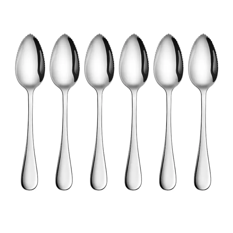 Artaste Rain 18/10 Stainless Steel Grapefruit Spoons, Serrated Edge Citrus Spoons, 6.35 Inch, Mirror Polished Silver, Set of 6