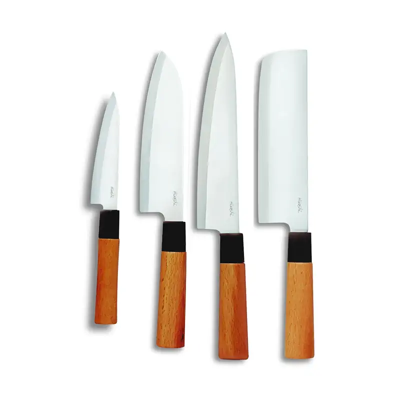 HIROSHI Sushi & Sashimi Knife Set 4-Piece High Carbon Stainless Steel Japanese Chef Knives with Beech Wood Handle Professional Kitchen Knife Set for Precision Cutting