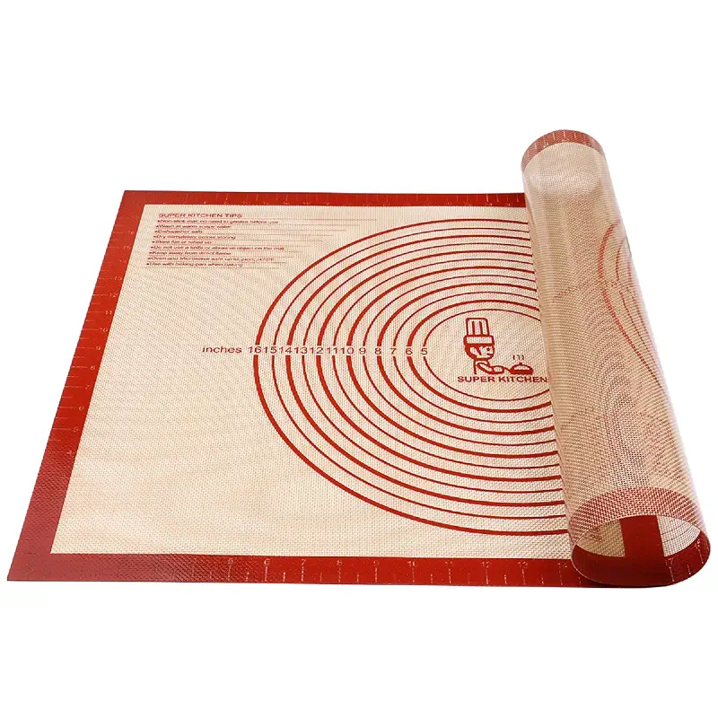 Non-slip Silicone Pastry Mat Extra Large Measurements 28''x 20'' Baking Mat | Silicone Baking Mat Counter Dough Rolling Oven Liner Fondant / Pie Crust Sourdough Bread Supplies - Folksy Super Kitchen Red