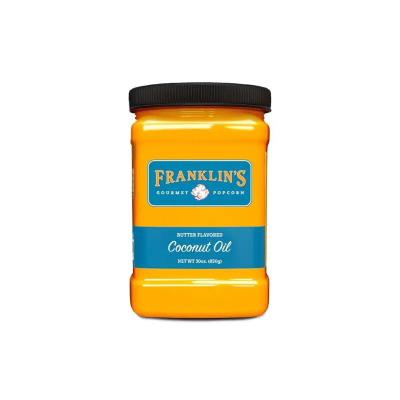 Franklin’s Gourmet Popcorn Butter Flavored Coconut Oil - 30 oz- Zero Trans Fat - Vegan & Gluten Free Movie Theater Popcorn Butter Oil