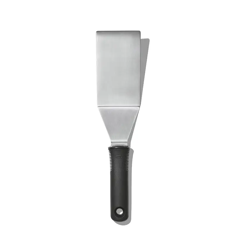 OXO Good Grips Restaurant Turner, Stainless Steel Metal Spatula | Angled, Flexible Head, Beveled Edges for Sliding Under Food, Non-Slip Grip, Ideal for Hamburgers, Pancakes, Hash Browns