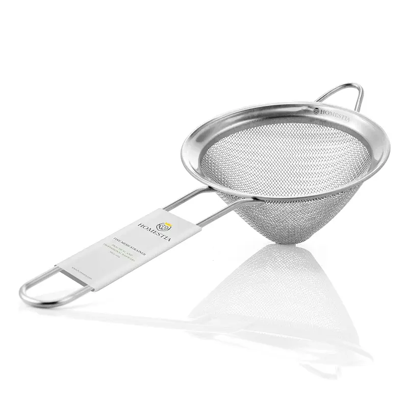 Homestia 304 Stainless Steel Fine Mesh Strainer, Sieve Sifter For Tea, Food | 3.3'' Kitchen Small Strainer Fine Mesh, Sieve Filter for Tea, Fruits, Juicing, Drinks, Coffee, Cone Cocktail Bar Strainer