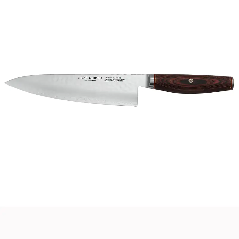 MIYABI Artisan 8-inch Chef’s Knife, Made in Japan, Sharp Hanbazuke Finish, Pakka Wood Handle