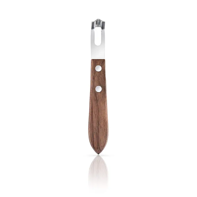 Viski Channel Knife, Citrus Zester and Orange Peeler Tool, Walnut Wood and Stainless Steel Bar Tool for Cocktail Garnishes, Perfect for Home Bars, Craft Cocktails and Bartender Gifts, Set of 1