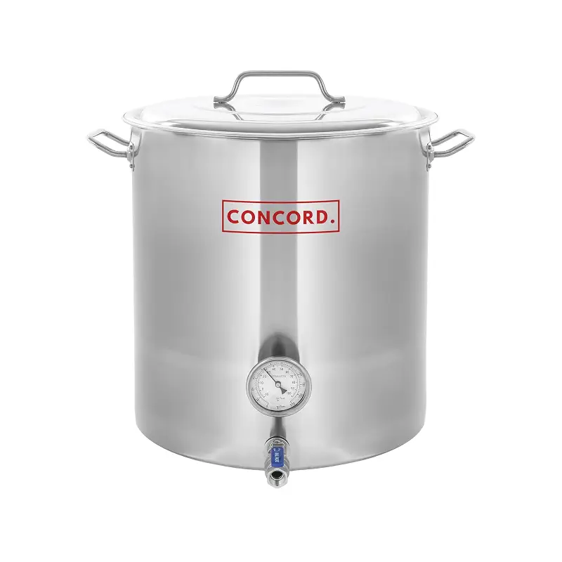 CONCORD Stainless Steel Home Brew Kettle Stock Pot (Weldless Fittings) (40 QT/ 10 Gal)