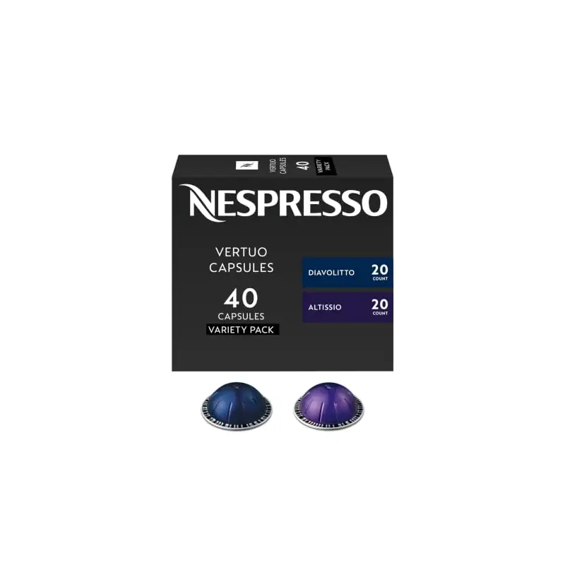 Nespresso Vertuo, Espresso, Bold Variety Pack, 40-Count Espresso Pods | Capsules Medium and Dark Roast Coffee Pack of 1