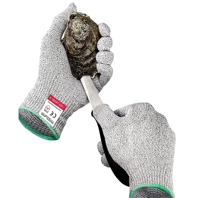 Rockland Guard Professional Oyster Shucking Kit - 3.5” Heavy Duty Stainless Steel Oyster Shucking Knife and Level 5 Cut Resistant Gloves, Clam Opener Shucker and Seafood Tool Gift Set, Large