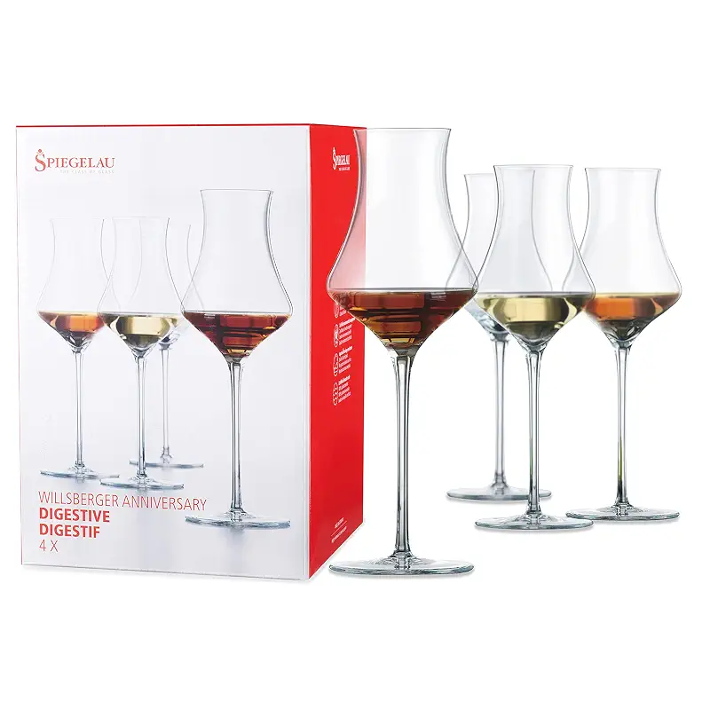 Spiegelau Willsberger Digestif Glasses Set of 4, Elegant Crystal Cordial Glasses, European-Made Glassware for Spirits, Amaro and Port Wine, Home Bar and Wedding Gifts, After Dinner Drinks, 9.9 oz