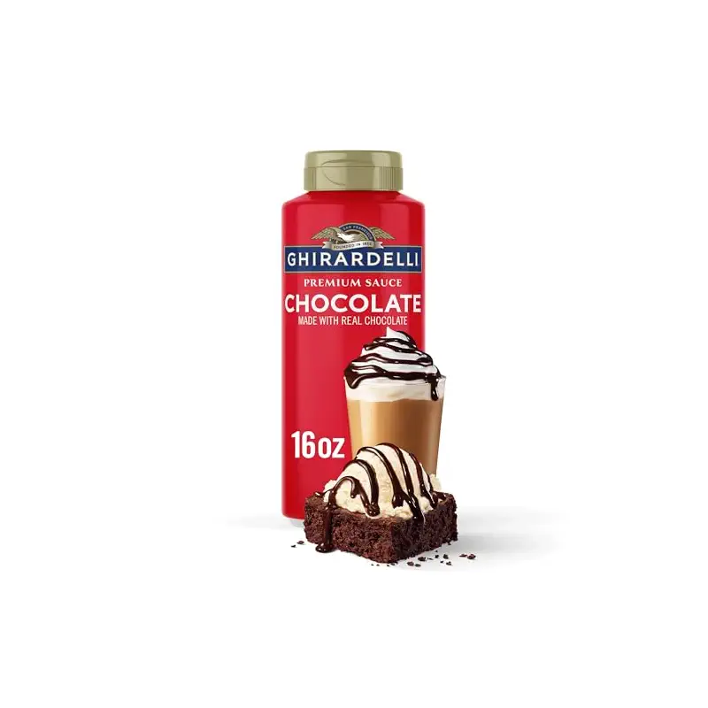 GHIRARDELLI Premium Dessert Sauce 16 oz Bottle, Chocolate – Rich Dessert & Coffee Topping Made with Real Chocolate